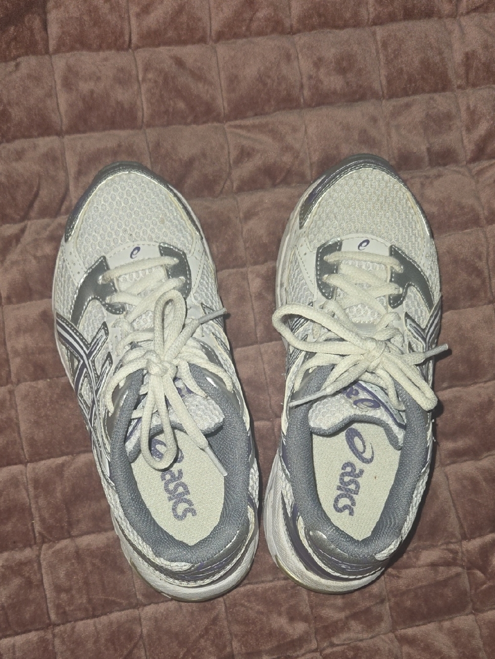Asics White and Gray Women's Running Sneakers
